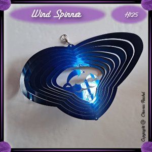 12" Blue Dolphin Heart Wind Spinner